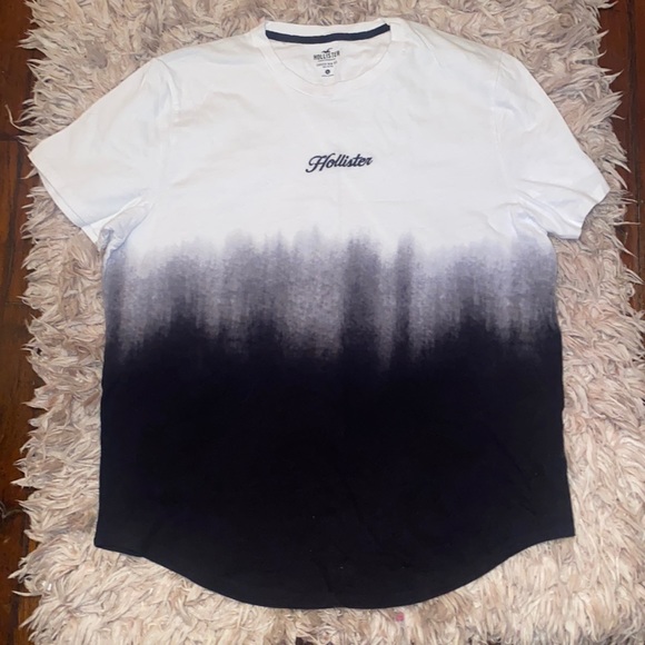 Hollister Black White Fade Curved Hem Tee - Picture 1 of 4